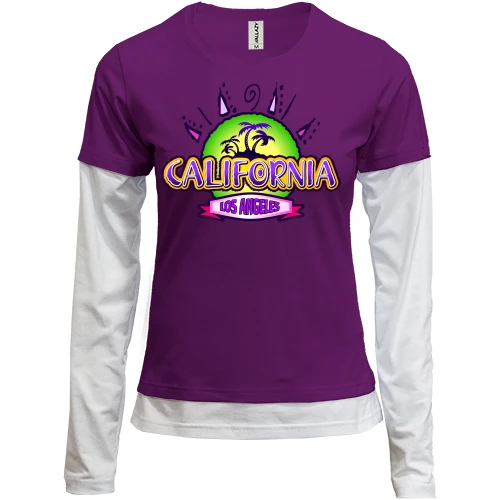 Женский лонгслив Комби, Фиолетовый, California Los Angeles