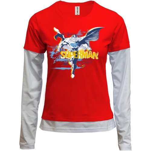 Женский лонгслив Комби superman defending planet