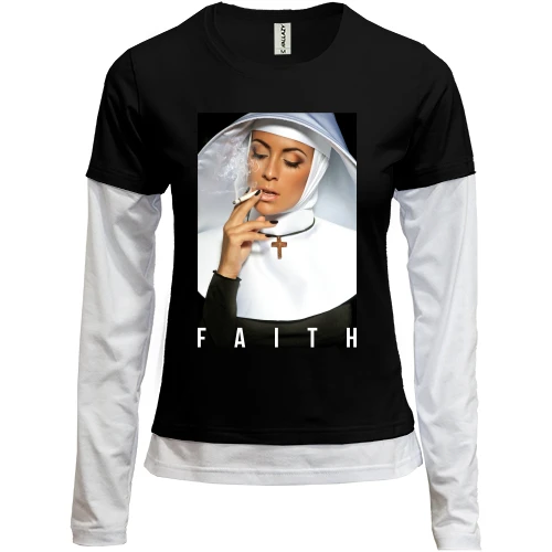 Женский лонгслив Комби с монашкой FAITH