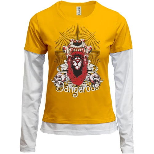 Женский лонгслив Комби со львом (dangerous)