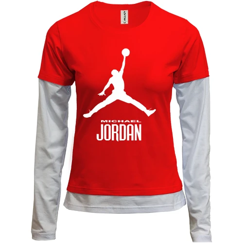 Женский лонгслив Комби, красный, Michael Jordan