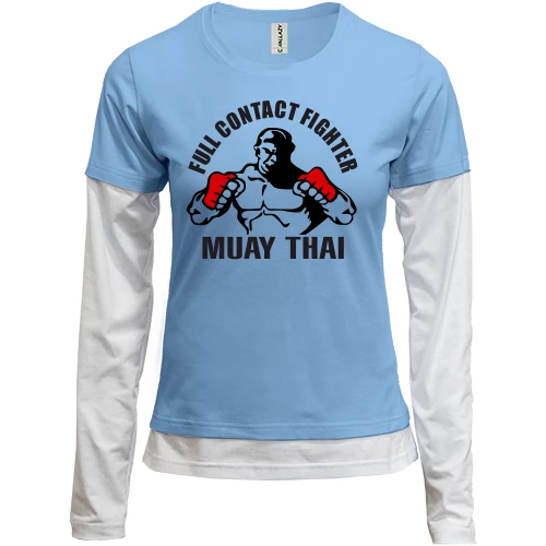 Женский лонгслив Комби Муай тай с бойцом и надписью «FULL CONTACT FIGHTER»