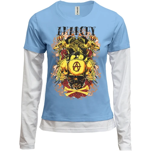 Женский лонгслив Комби anarchy golden skull