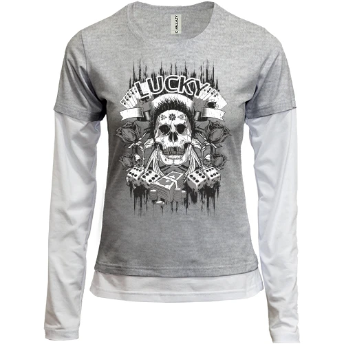 Женский лонгслив Комби lucky skull