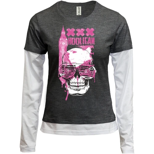 Женский лонгслив Комби hooligan skull