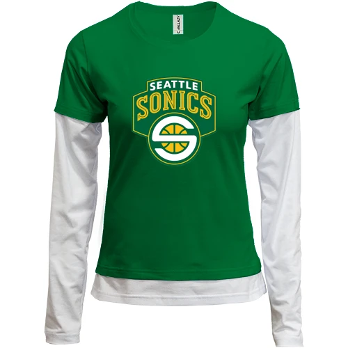 Женский лонгслив Комби, зеленый, Seattle SuperSonics