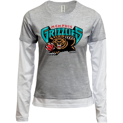 Женский лонгслив Комби, серый меланж, memphis grizzlies bear