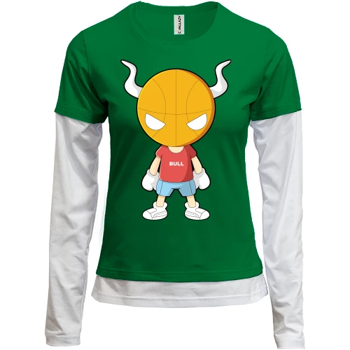 Женский лонгслив Комби, синий, basketball bull boy