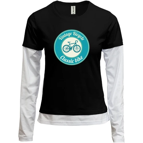 Женский лонгслив Комби, черный, vintage bicycle