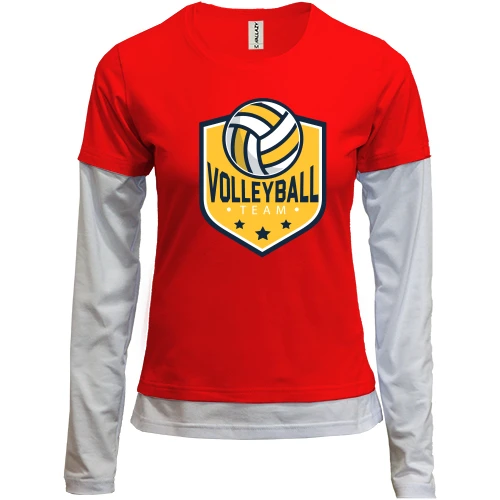 Женский лонгслив Комби, красный, volleyball team logo