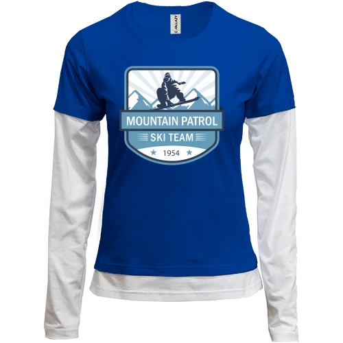 Женский лонгслив Комби, синий, mountain patrol ski team