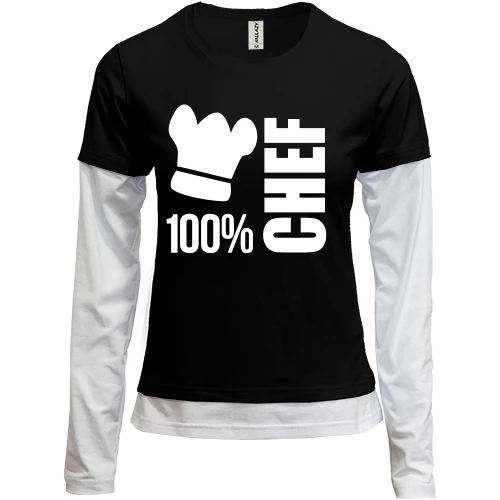 Жіночий лонгслів Комбі для Шеф кухаря "100% chef"