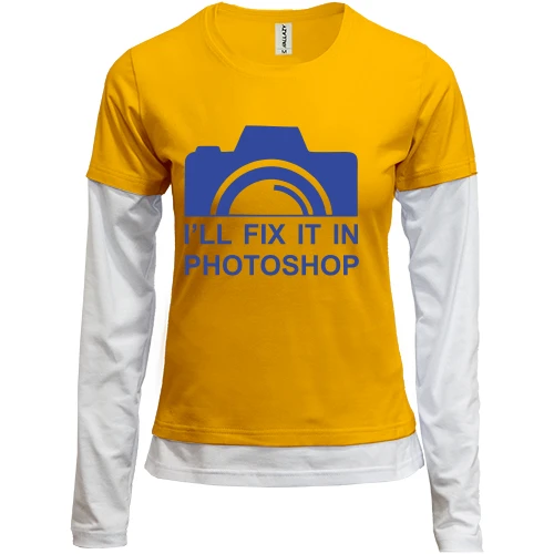 Женский лонгслив Комби с фотокамерой "i`ll fix it in photoshop"