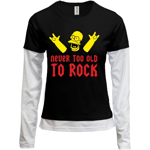 Женский лонгслив Комби, черный, Never too old to rock!