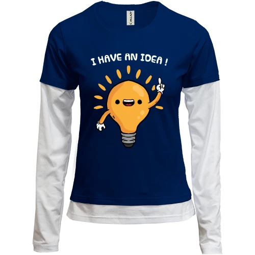 Женский лонгслив Комби с лампочкой "i have an idea!"