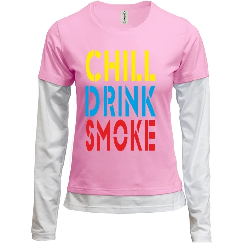 Женский лонгслив Комби Chill, Drink, Smoke
