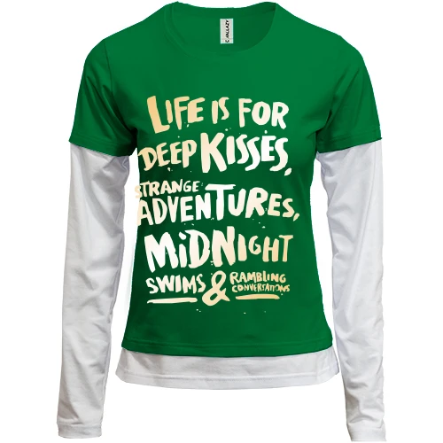 Женский лонгслив Комби Life is for Deep Kisses
