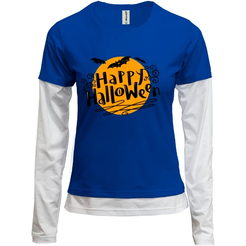 Женский лонгслив Комби с луной "Happy Halloween"