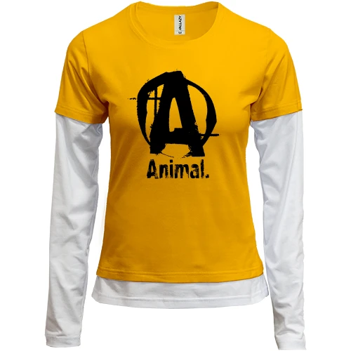 Женский лонгслив Комби Animal (лого)