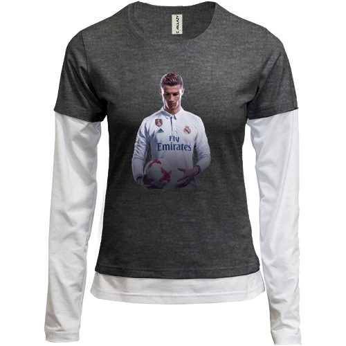 Жіночий лонгслів Комбі, Чорний, з Cristiano Ronaldo 2