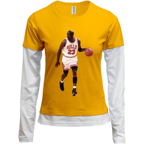 Женский лонгслив Комби, желтый, с Michael Jordan