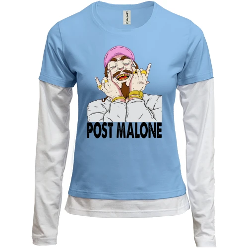 Женский лонгслив Комби, синий, Post Malone