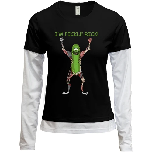 Жіночий лонгслів Комбі з Огірочком Ріком і написом «I'm Pickle Rick»