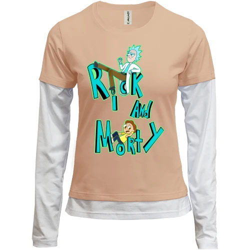 Женский лонгслив Комби Rick and Morty с персонажами в надписи