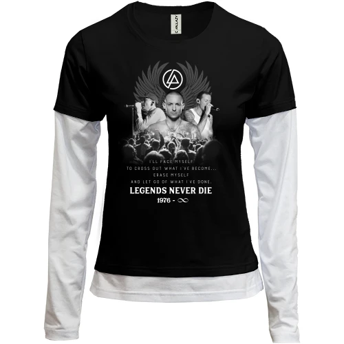Женский лонгслив Комби, черный, Linkin Park - Legends never die