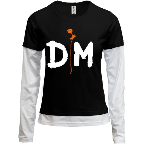 Женский лонгслив Комби, черный, Depeche Mode orange rose