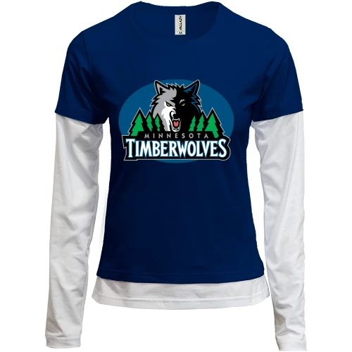 Женский лонгслив Комби, синий, Minnesota Timberwolves