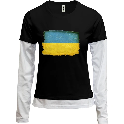 Женский лонгслив Комби с потрёпанным флагом