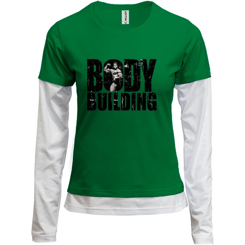 Женский лонгслив Комби с Арни "Body building"