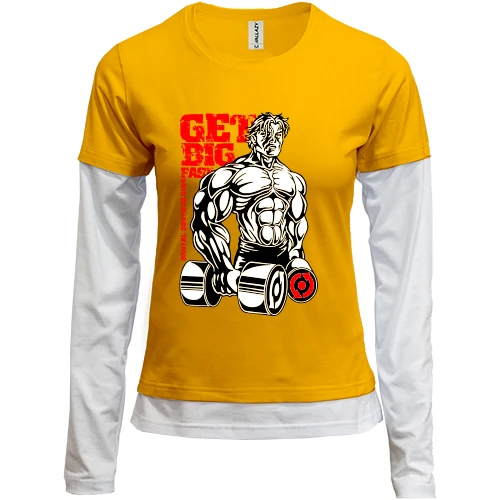 Женский лонгслив Комби для качалки "Get big fast"