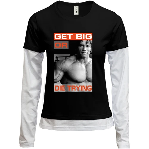 Женский лонгслив Комби c Арни "Get big or die trying"