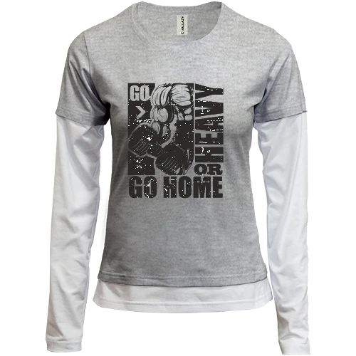 Женский лонгслив Комби с надписью "Go heavy or go home"
