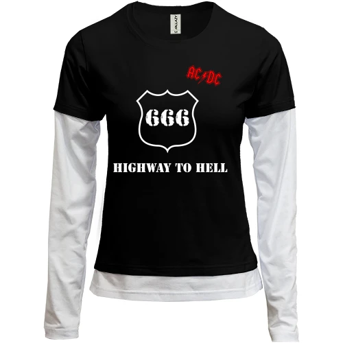 Женский лонгслив Комби, черный, AC/DC - Highway to hell