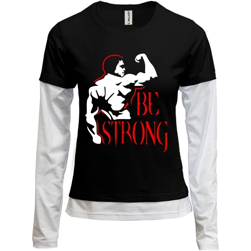 Жіночий лонгслів Комбі, Чорний, Be strong