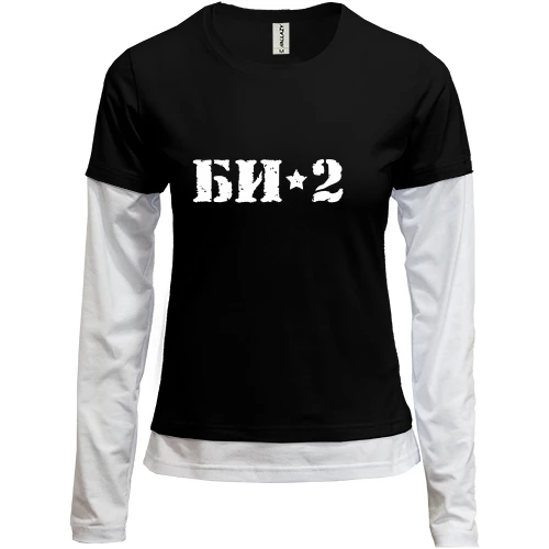 Женский лонгслив Комби, черный, БИ-2