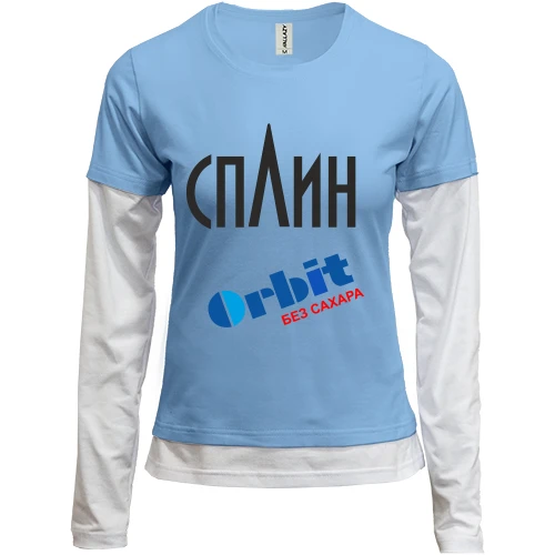 Женский лонгслив Комби, синий, Сплин (Орбит без сахара)