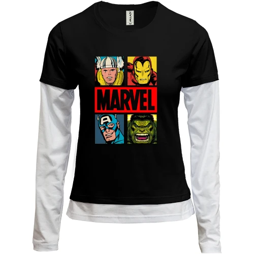 Женский лонгслив Комби с обложкой "Marvel"