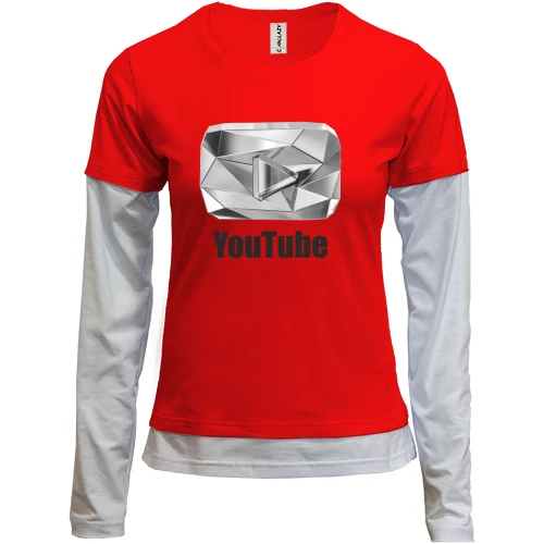 Женский лонгслив Комби с бриллиантовым логотипом YouTube
