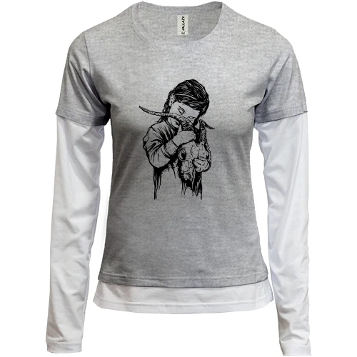 Женский лонгслив Комби, синий, c Bring me the horizon girl