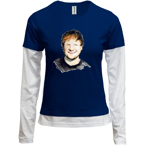 Женский лонгслив Комби, синий, c Ed Sheeran