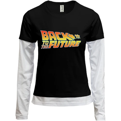 Женский лонгслив Комби с надписью "Back to future"