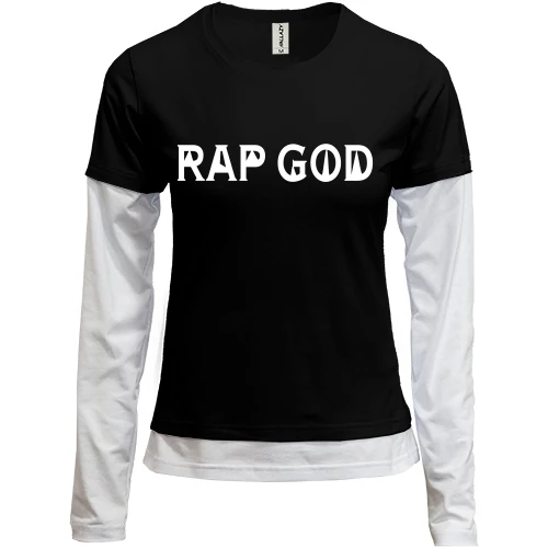 Женский лонгслив Комби, черный, RAP GOD