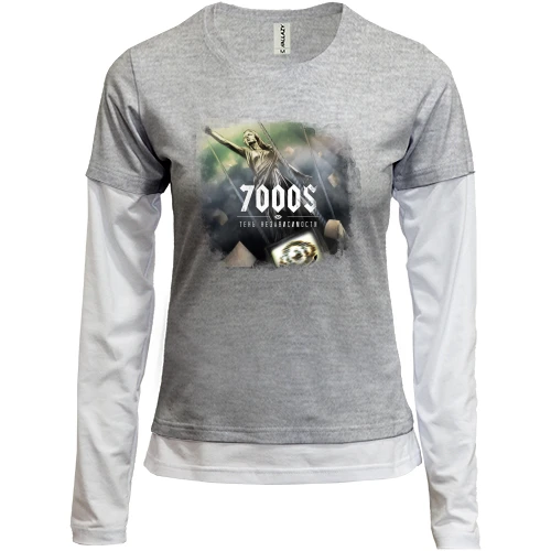 Женский лонгслив Комби, синий, с обложкой группы - 7000 $