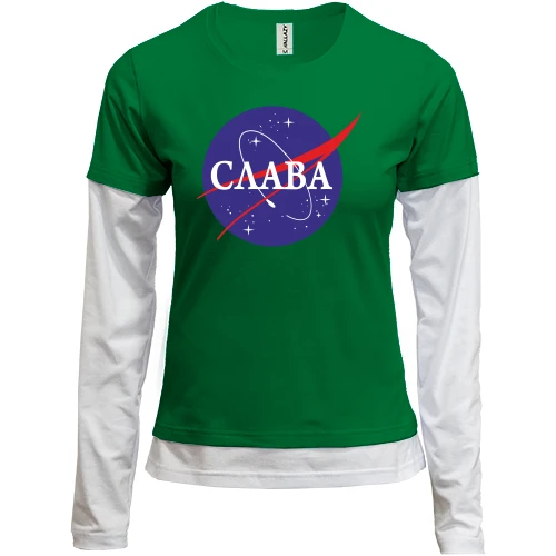 Жіночий лонгслів з подвійним рукавом Слава (NASA Style)