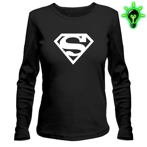 Женский лонгслив, черный, Superman (glow)