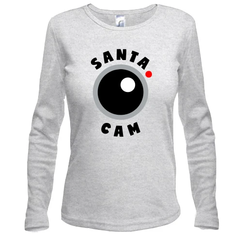 Жіночий лонгслів із зображенням об'єктива камери та написом «SANTA CAM»